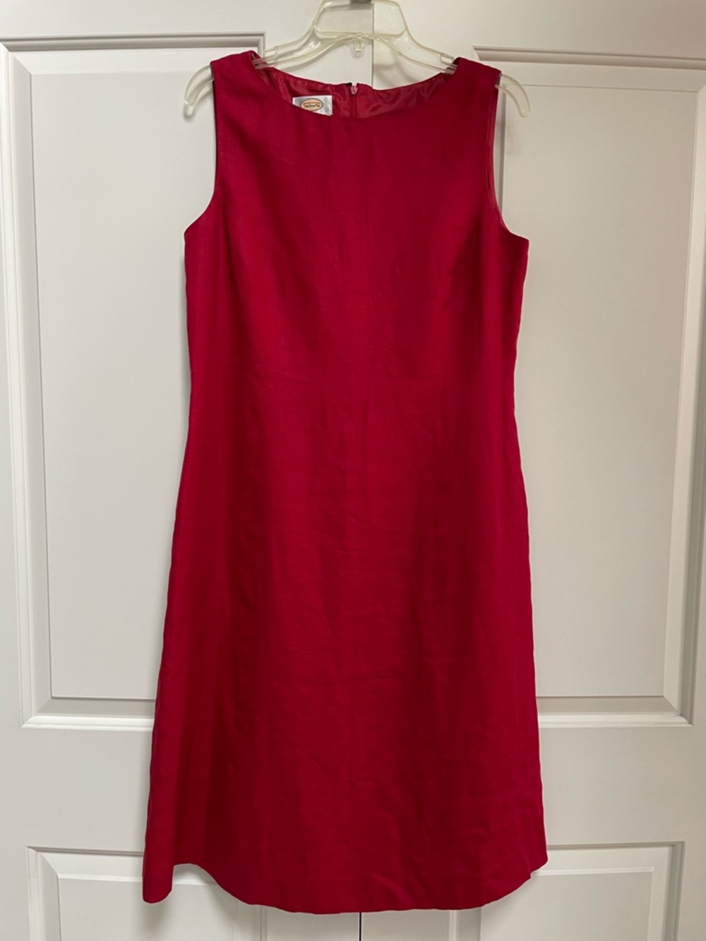 Talbots Vintage 12 True Red 100% Irish Linen Lined Sheath Classic Timeless Work - Picture 2 of 13
